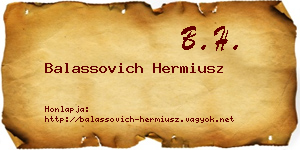 Balassovich Hermiusz névjegykártya
